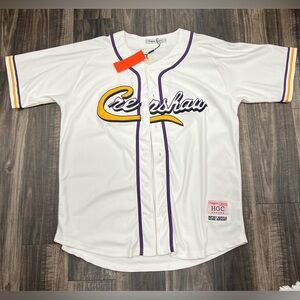Headgear Classics Nipsey and Kobe white Baseball Jersey with Purple and Yellow